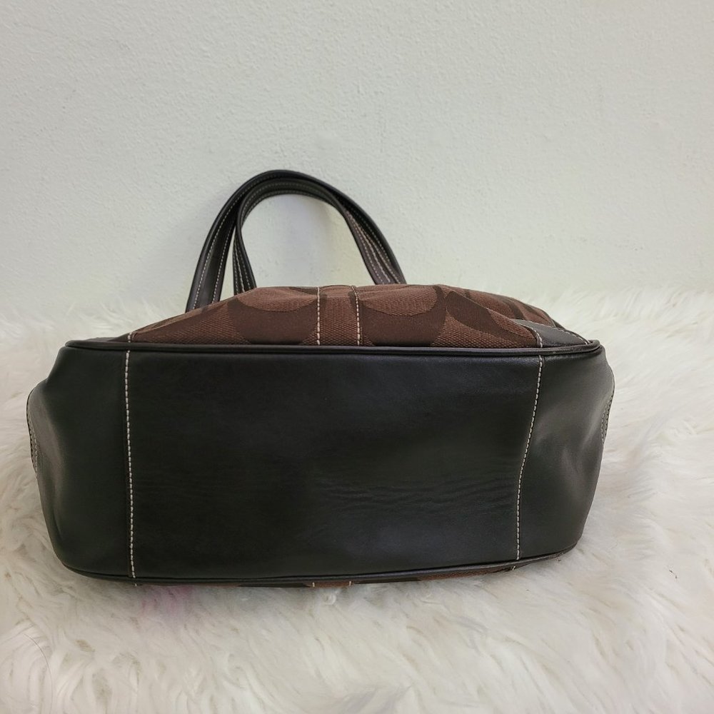COACH Signature Jacquard Brown Leather Tote G0768-11292 - Picture 7 of 13